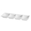 Smarty Had A Party 16" x 5" White 4-Section Rectangular Disposable Plastic Trays (24 Trays), 24PK 2664-CASE